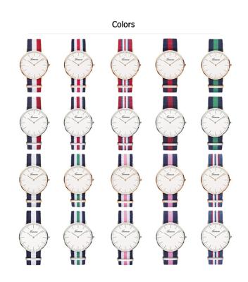 China Stripe Nylon Band Quartz Wristwatch Casual Women Quartz Watch Reloj Mujer Horloges for sale