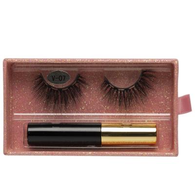 China Private Label Eyelash Box Magnetic Natural Magnetic False Eyelashes False Mink Magnetic Lashes Soft With Eyeliner for sale