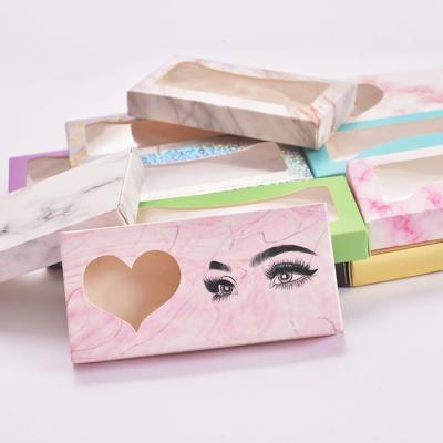 China Handmade Paper Eyelash Box Packaging Custom Eyelashes Glitter Packaging Box Heart Lashes Wholesale Box For Full Strip Lashes for sale