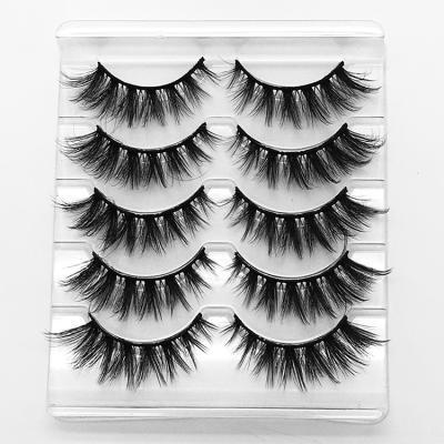 China Natural soft 3d eyelash faux mink eyelashes with 5 pair eyelash boxes wholesale synthetic false 3d eyelashes for sale