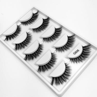 China Wholesale Natural Soft Eyelashes 5 Pairs 3d False Mink False 3d Mink Lashes Custom Packing Bulk Silk Mink Eyelashes for sale