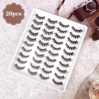 China Wholesale Price Natural Soft Private Label Eyelash Silk Eyelashes Natural Curling Style New 20 Pairs Lashes Set for sale