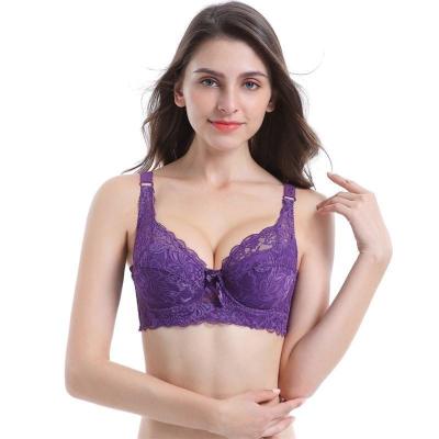 China Plus Size QUICK DRY Bra And Panty Sets Breastfeeding Adjustment Lace Gathered Steel Ringbra Panty Set Size 32 for sale