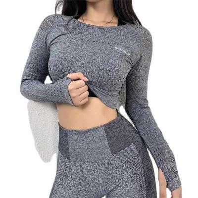 China Breathable Top Gaiters Sports Set Fitness Tracksuit Workout Sports Long Sleeve Yoga Seamless Clothes for sale