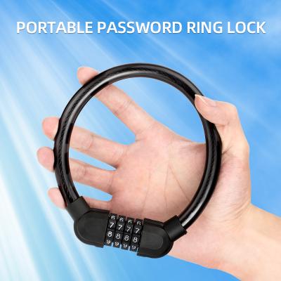 China Outdoor anti-theft bicycle password carbon steel ring light four-digit portable lock and smart small oval ring lock for sale