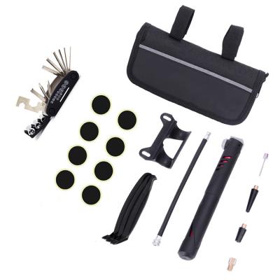 China Bicycle Repairing Tool Kit Mountain Bike Bicycle Repair Tools Mini Pump/Type Repair Kit Screwdriver Tool Wrench Portable Recycling Tool Kit With Carry Bag for sale