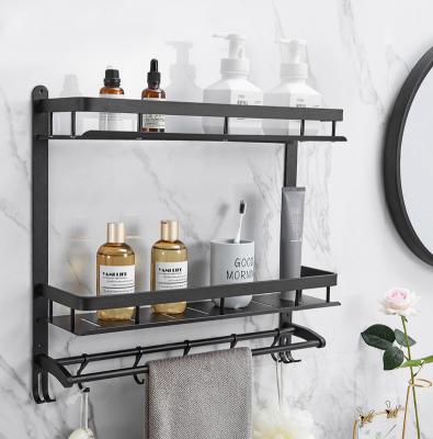 China OEM Traditional Aluminum Wall Space Towel Rack Bathroom Three Layer Outdoor Towel Rack Bathroom Accessories Towel Racks for sale