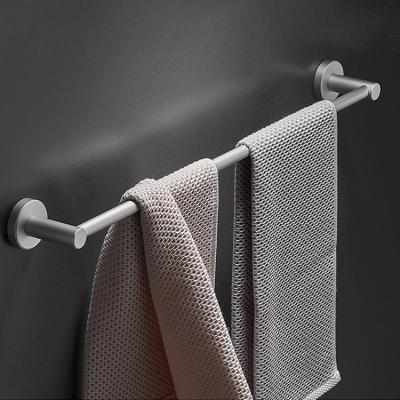 China Traditional Double Wall Mount Space Aluminum Black Single Rod Washcloth Towel Holder Rod Bar For Bathroom Hotel for sale