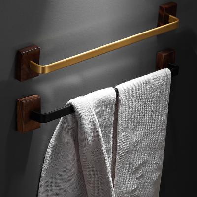 China New Fashion Bathroom Accessories Design Towel Rack Bathroom Walnut Towel Rack Luxury Single Rod for sale