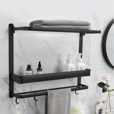 China Modern Fashion Folding Bath Towel Shelf Home Accessory Set Bathroom Wall Mounted Towel Rack for sale