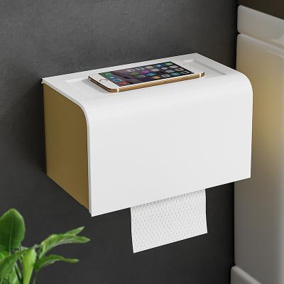 China Modern Luxury Gold Tissue Box Durable Hotel Tissue Holder Tissue Box Wall Mounted Bathroom Tissue Holder for sale