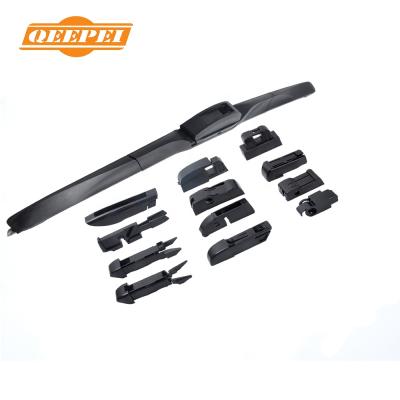 China Newest Design QEEPEI Hybrid Wiper Blade With 12 Clip Multi Fitting Adapters for sale