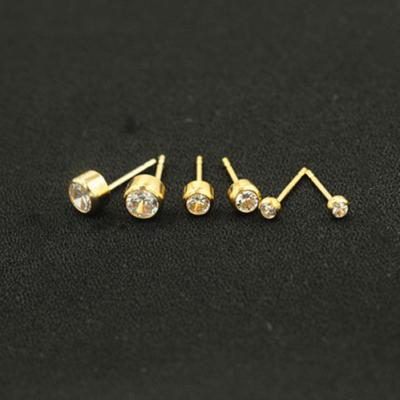 China TRENDY 14K Gold Filled Mini Jewelry Stud Earrings Zircon Stud Earrings for sale