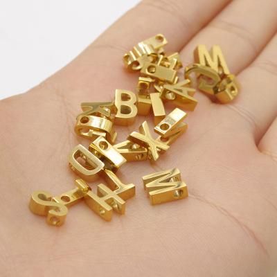 China METALS Fine Polishing Gold Metal Letter Alphabet A-Z Charms Necklace Stainless Steel Pendant Beads for sale