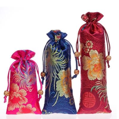 China 8x16cm Chinese Silk Brocade Satin Drawstring Pouches Bags Damask Jewelry Packaging Pouch Christmas Gift Bag J3679 for sale