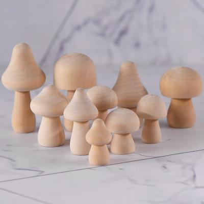 China Handwork Educational Wooden Material DIY Mushroom Decoration Natural Unpainted Mushroom for sale