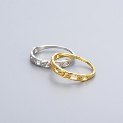 China Latest Trendy Gold Ring Minimalist Rings 925 Sterling Silver Link Chain Ring for sale