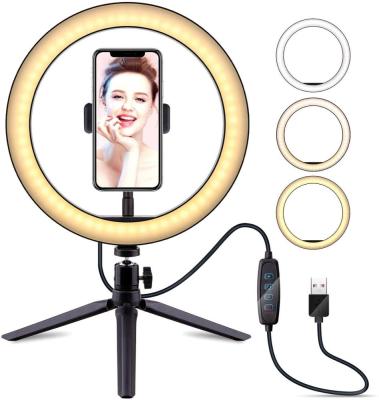 China Dimmable Ring Light Movie Shooting 10 Inch 26cm LED Indoor Video Makeup with Tripod Stand and Phone Holder for sale