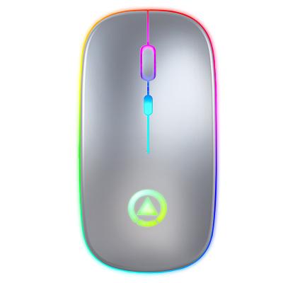 China Convenient 2.4Ghz Rechargeable Optical Game Mouse A2 Wireless Silent Colorful Mute LED Lights Computer Mouse for sale