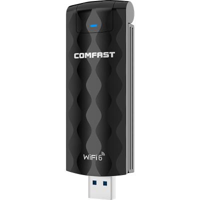 China Desktop& Laptop RTL8832AU chip driver COMFAST WIfI 6 USB free wifi adapter for PC dongle 1800Mbps best usb audio receiver for sale