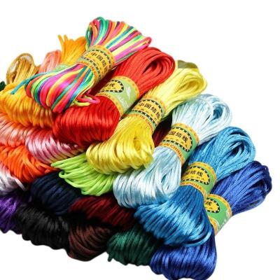 China Sustainable Factory 2mm 20M Rattail Satin Nylon Rope Trim Cord Chinese Knot Beading Cord Craft Thread for Jewelry Making for sale