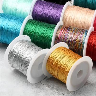 China Low Shrinkage 3/6/9 Strand 50/100yards Gold Silver Cord Nylon Cord Thread String Rope Bead Wires For Jewelry Making DIY Handmade Braided for sale