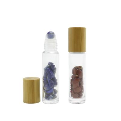 China Personal Care 10ml Clear Clear Essential Oils Gemstones Rollerball Glass Bottle For Perfume RL-AN19 for sale