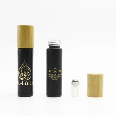 China Personal Care Black Glass Roll On Bottle With Steel Roller For Essential Oils RL-AN21 for sale