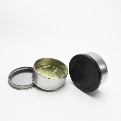 China Seal Ring Pull tin can pressitin 100ml 3.5g self sealing tin can with black plastic lid TC-150AN for sale