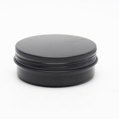 China Eco-friendly 30ml matte black aluminum jars cosmetic sample metal tins 60g empty round jar with screw cap lid for sale