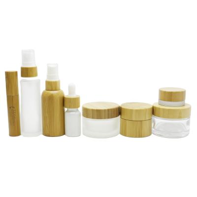 China 4oz 5ml 10ml 15ml 30ml 50ml 100ml 120ml personal care eco-firnedly biodegradable organic bamboo glass jars for cosmetic packaging BP-A5 for sale