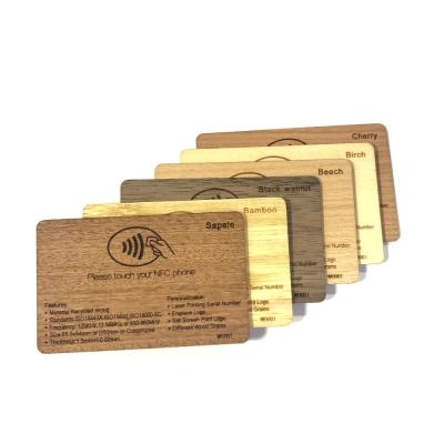 China ISO14443A Smart RFID Business Cards NTAG213/216 NFC Waterproof/Waterproof Programmable Bamboo Wooden Hotel Key Business Card for sale