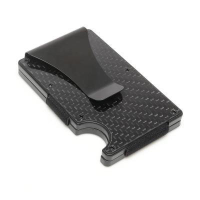 China RFID Signal Blocking Carbon Fiber Money Clip Wallet For Men RFID Blocking Minimalist Credit Card Holder Slim Hard Front Pocket for sale