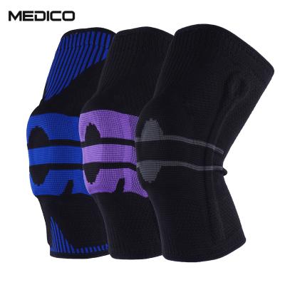 China Comfortable Breathe Free Elastic Knitted Non Slip Adult Protective Silicone Sports Knee Brace Pads Support Sleeves Pain Relief Springs Compression for sale