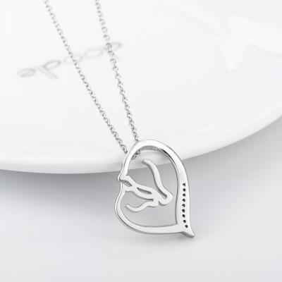 China TRENDY 18K White Gold Plated Silver Necklace For Mother's Day Gift 925 Sterling Silver Heart Pendant Necklaces for sale