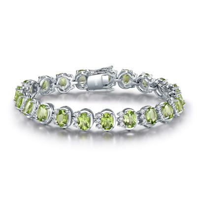 China FASHION FASHION Natural and Luxury Peridot Sliver Charm Bracelet Bangle Gift for Mother for sale