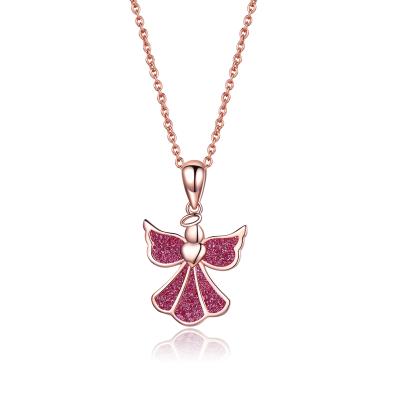 China Angel Wing Pendant Chain Necklace custom made TRENDY Gold plated Rose Jewelry Women Pendants Necklace red for sale