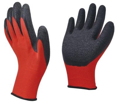 China Anti-slip Cheap Cut Heavy Duty Polyester 13g Red Coating Latex Coated Garden Safety Gloves for sale