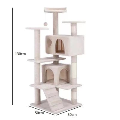 China Sisal Manufacturer Design Sisal Cat Tree House Modern Large Climbing Scratch Cat Wood Condo Furniture Tower for sale