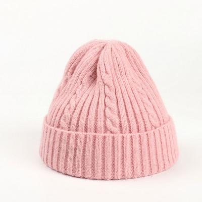 China Outdoor Pink Thick Women Knitted Beanie Winter Hat Women Autumn Warm Solid Earflap Beanie 2022 Female White Skullies Beanies for sale