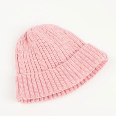 China 2023 Outdoor Pink Thick Women Knitted Beanie Winter Hat Women Autumn Warm Solid Earflap Beanie 2022 Female White Skullies Beanies for sale