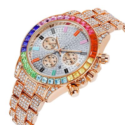 China Wholesale Mens Diamond Watch Luxury High Quality Gold Square Watch Chronograph Christmas Gift Ideas for sale