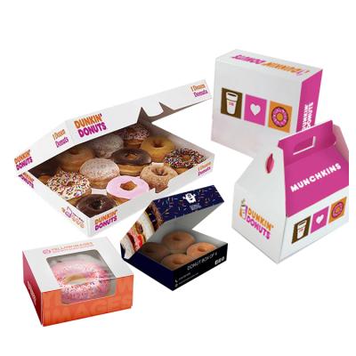 China Togo Packing Boxes Mini Size Recyclable White Simple Donut Design Rose Cardboard Custom Printed Packaging Paper Box With Clear Window for sale