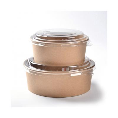 China Disposable 100% Biodegradable Kraft Paperboard Disposable Salad Bowl With Pla Lid for sale