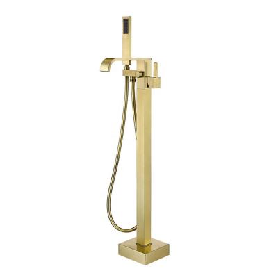 China 2021 Hot Selling Floor Standing Bathtub Shower Faucet Sliding Bar Faucet Floor Standing Square Type Bathtub Shower Faucet Free Standing for sale