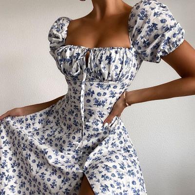 China Floral Mini Beach Linen Woman Dresser Mesh Maxi Casual Summer New Arrivals Anti-Static Fashion Bodycon Shirt Wowen for sale