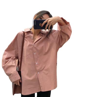 China Factory Direct Breathable Plain Blouses Oversized Female Main 2021 Spring Autumn Women Shirts Loose Korean Style Pockets for sale