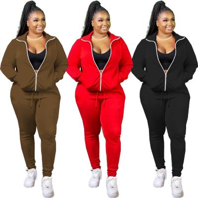 China Solid Color Zipper Pocket Long Sleeve Jacket Breathable Sports Pants 2 Pieces Two Piece Suit Women Casual Dress Set Women for sale