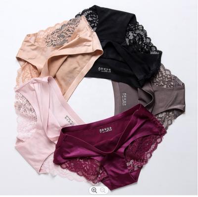 China Women's underwear women's lace panties ladies ice satin underwear antibacterial sexy silk briefs women's seamless panties for sale