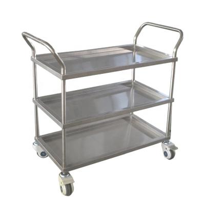 Cina QXC-004B Durable Gold Iron Hotel Movable 3 Tier Trolley Rolling Cart Bar Cart Portable Serving Shelving Storage With Wheels in vendita